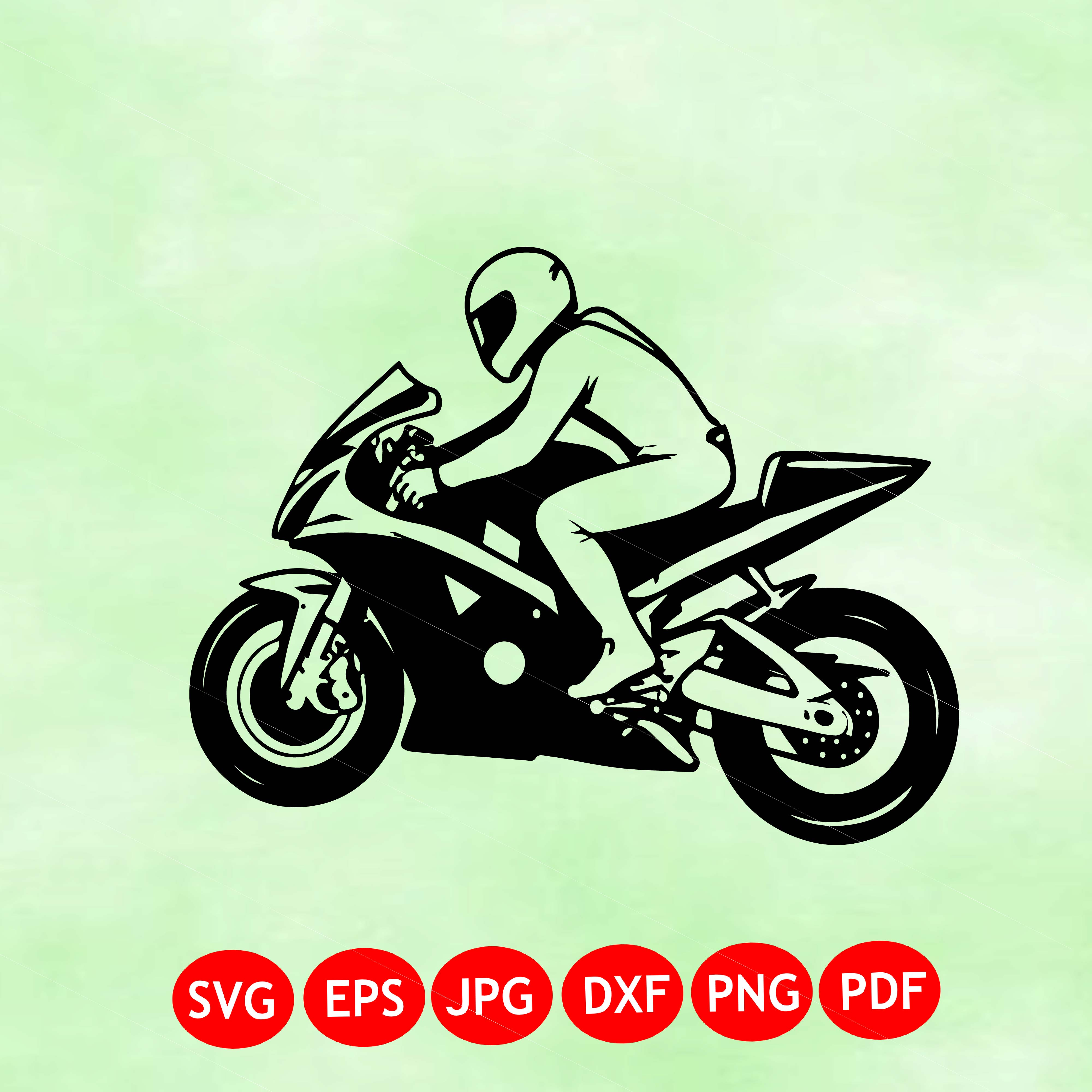 Sport Bike Rider SVG | Racing Motorcycle SVG | Superbike Clipart | Biker Cricut Cut File PNG