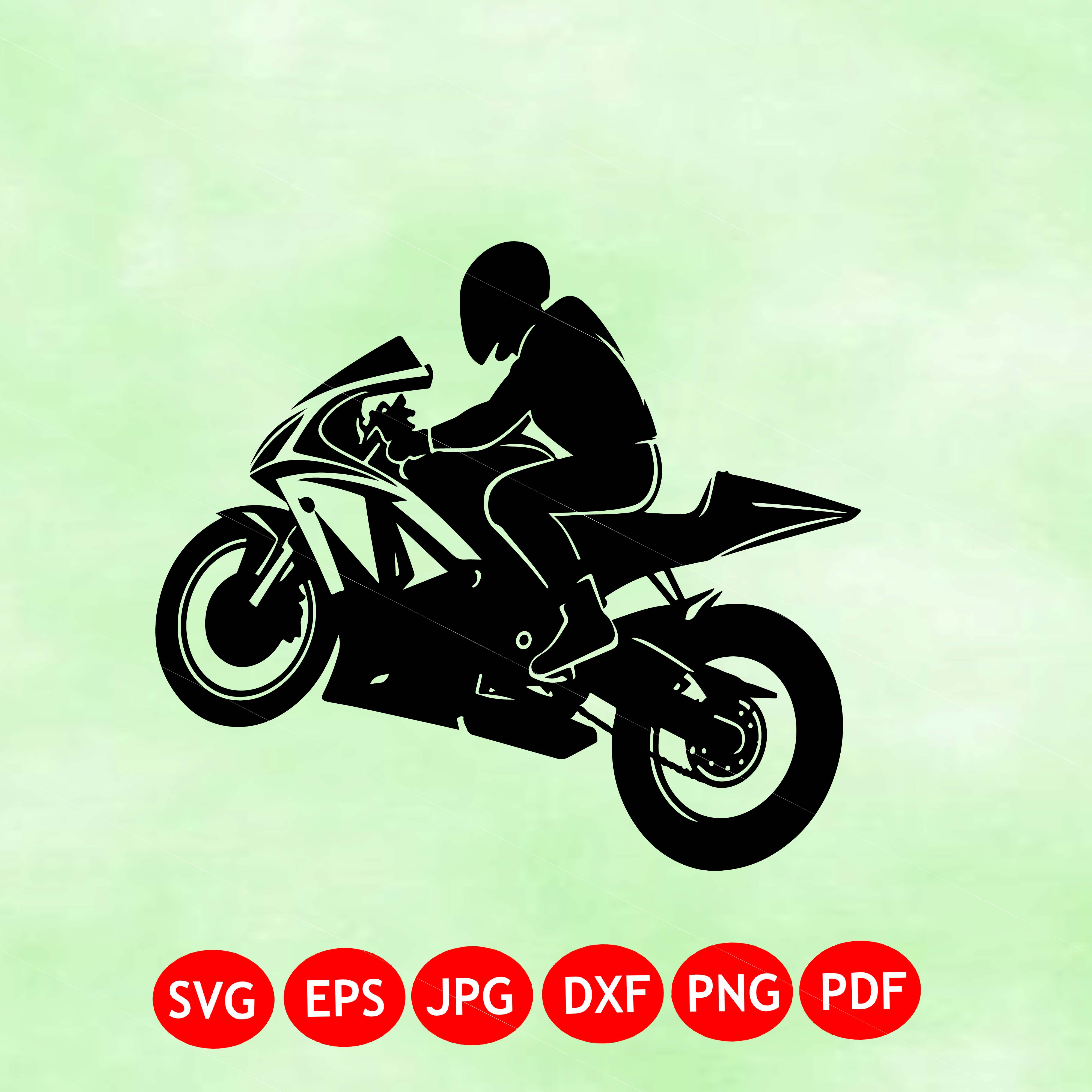 Racing Motorcycle Silhouette SVG | Sport Bike Rider Clipart | Biker SVG | Cricut Cut File PNG
