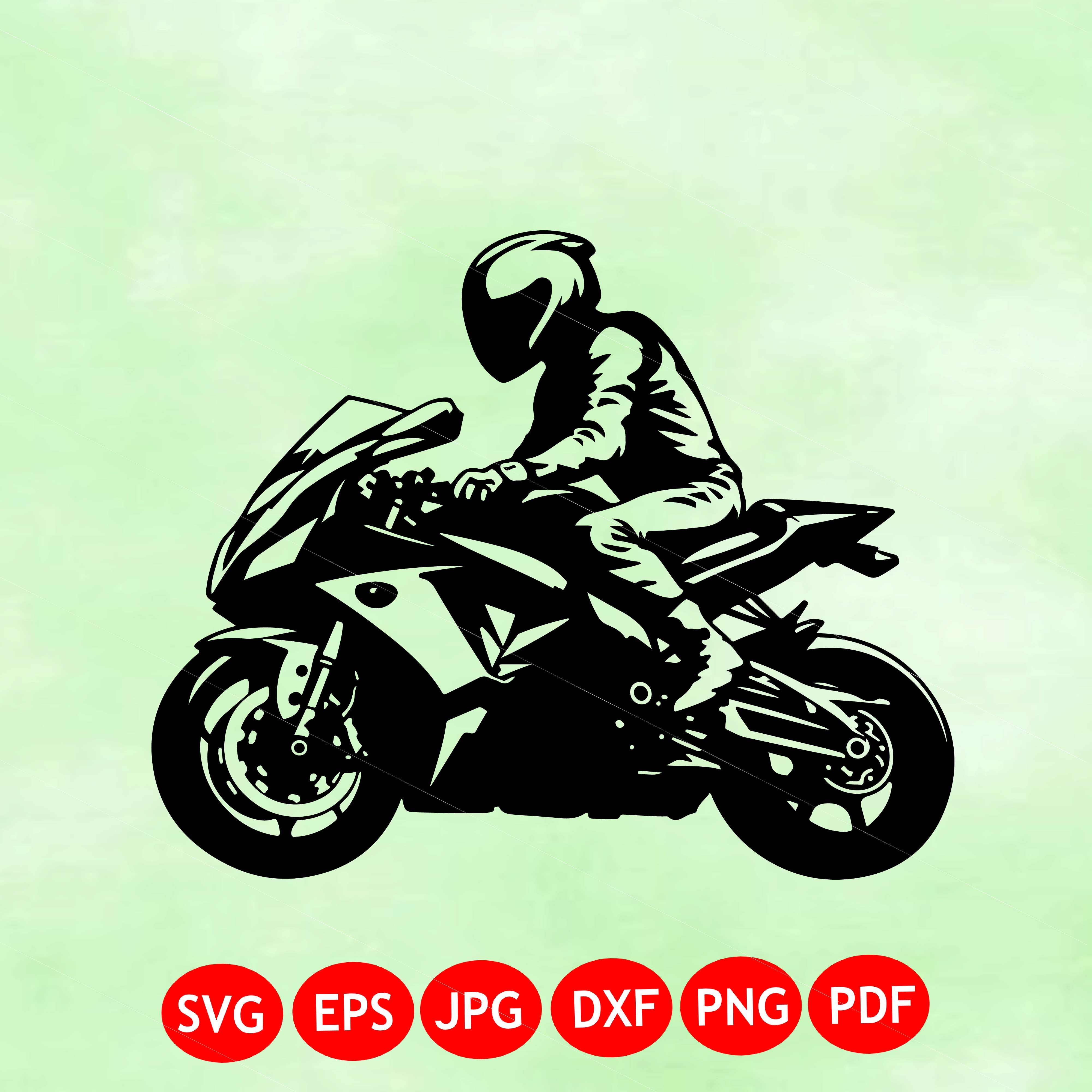 Superbike Racing SVG | Motorcycle Rider Clipart | Racing Bike SVG | Cricut Cut File PNG