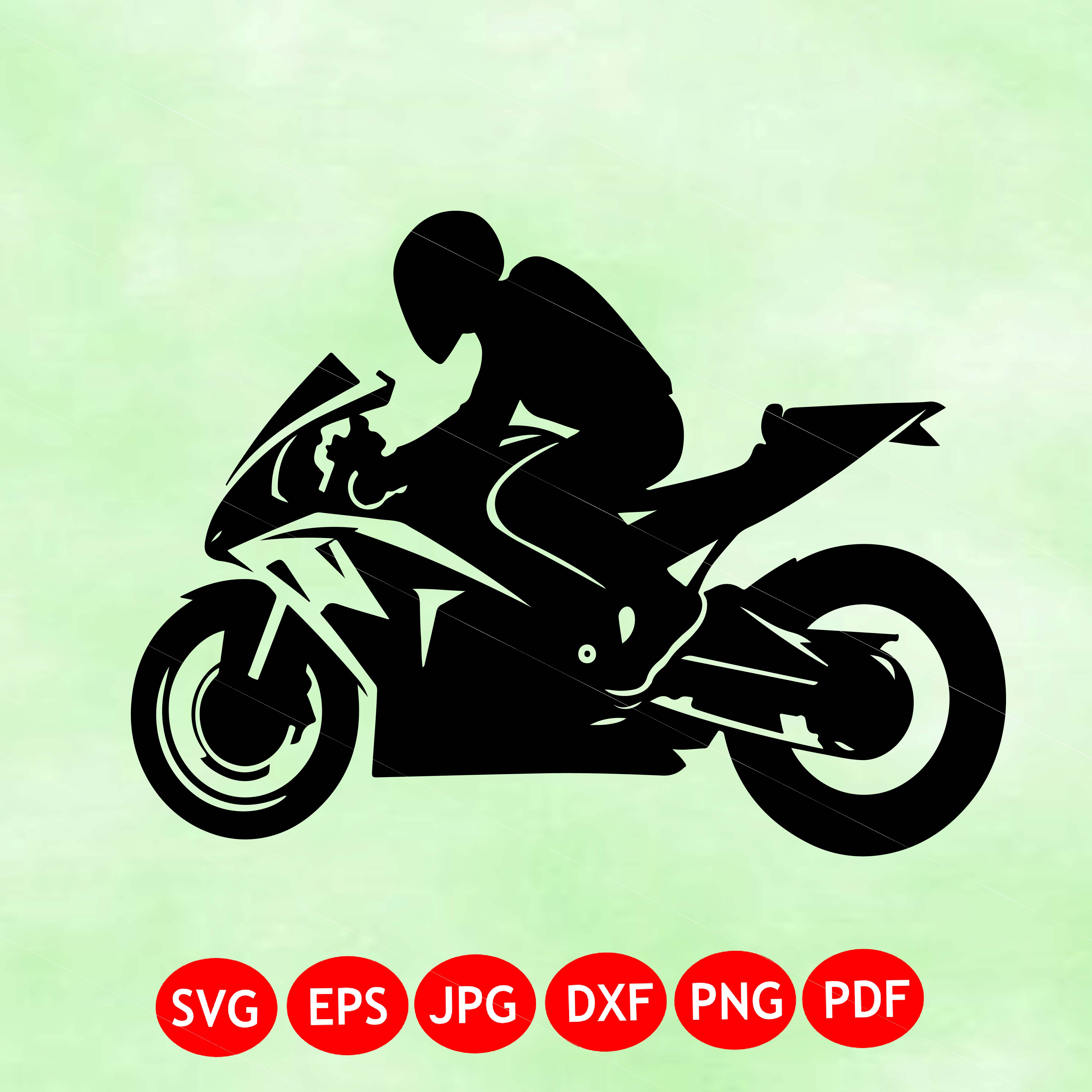 Sport Motorcycle Silhouette SVG | Racing Rider SVG | Biker Clipart | Cricut Cut File PNG
