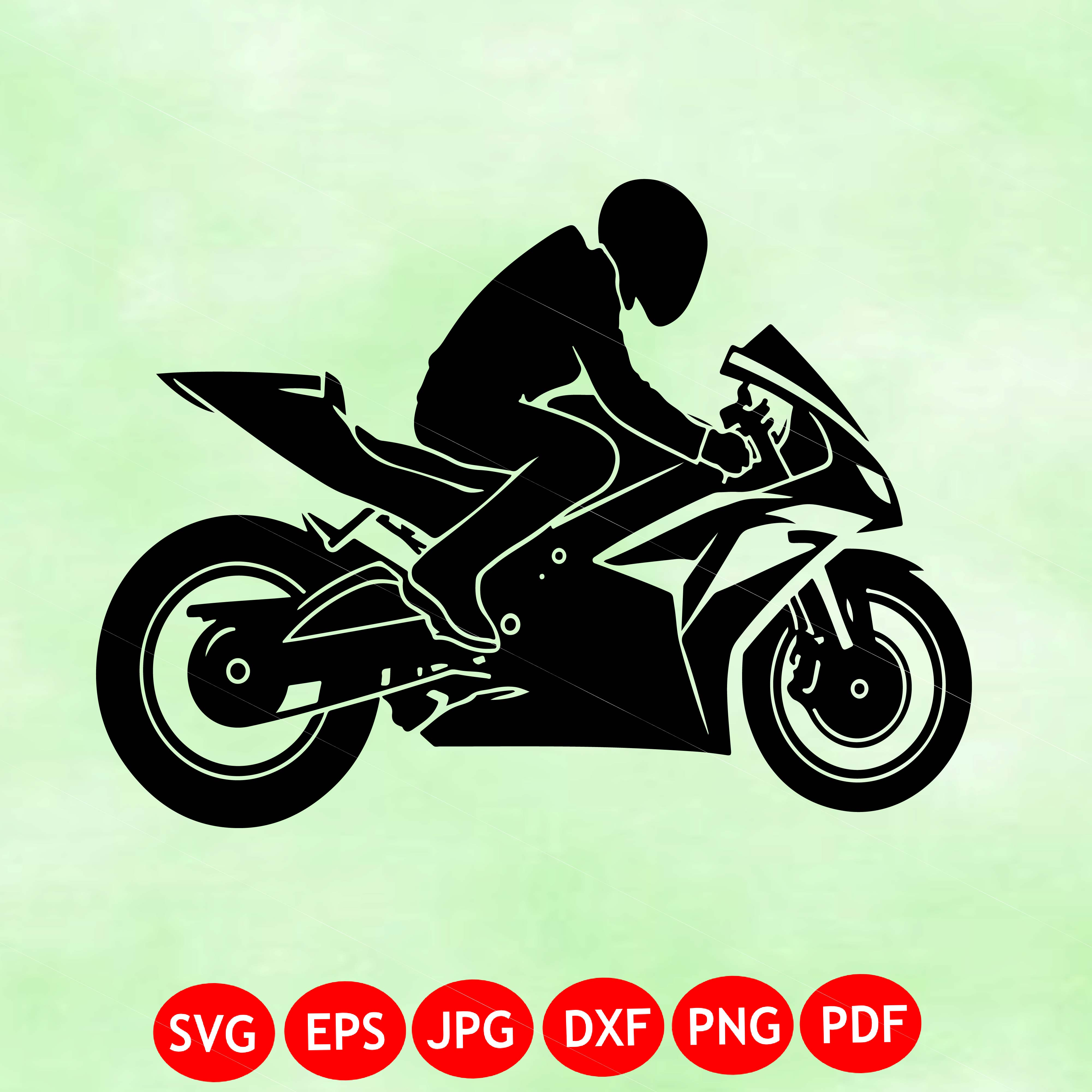 Sport Bike Rider Side View SVG | Racing Motorcycle SVG | Biker Clipart | Cricut Cut File PNG