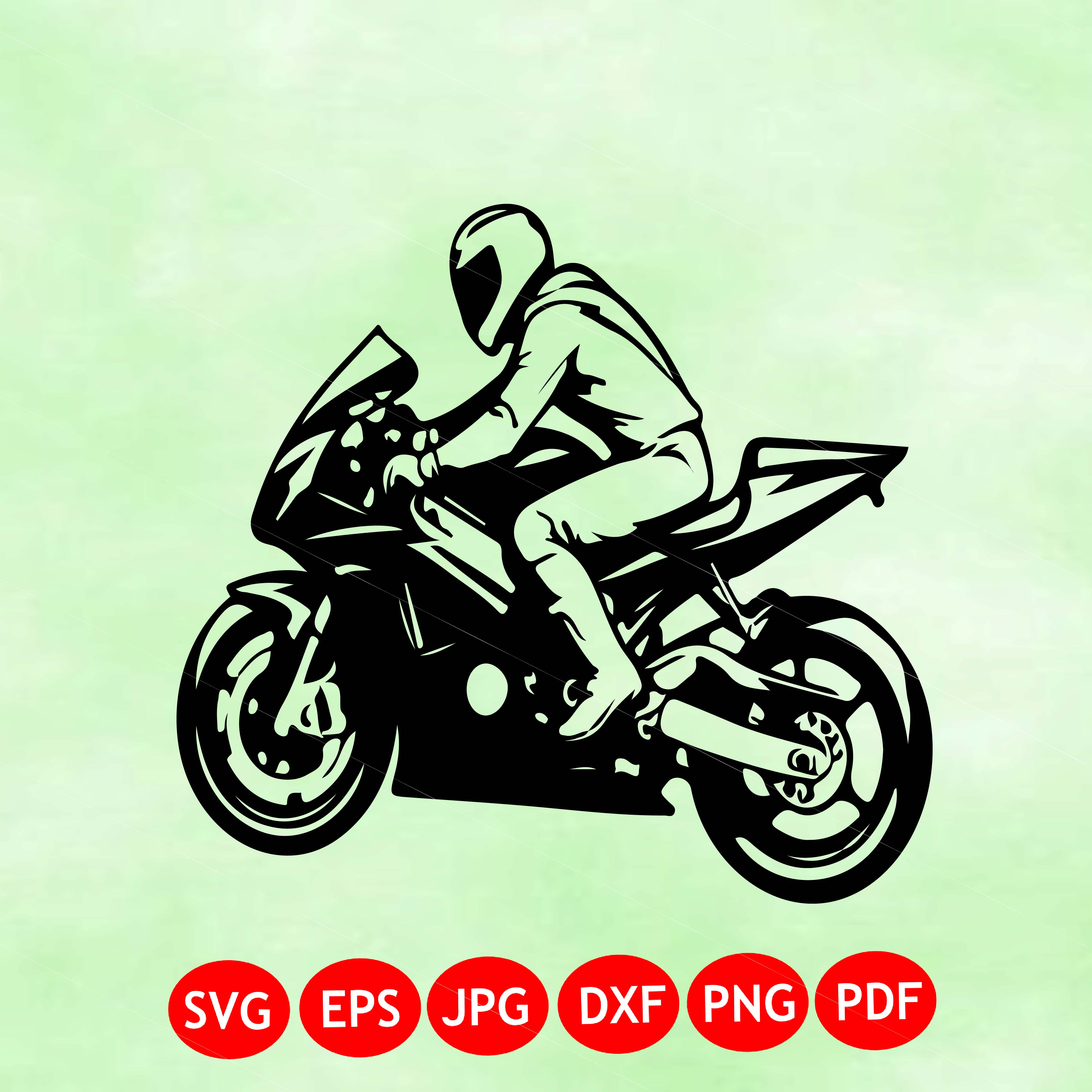 Racing Motorcycle SVG | Sport Bike Rider Clipart | Superbike Decal | Motorcycle Cricut File | Biker Shirt SVG | Vinyl Cut File