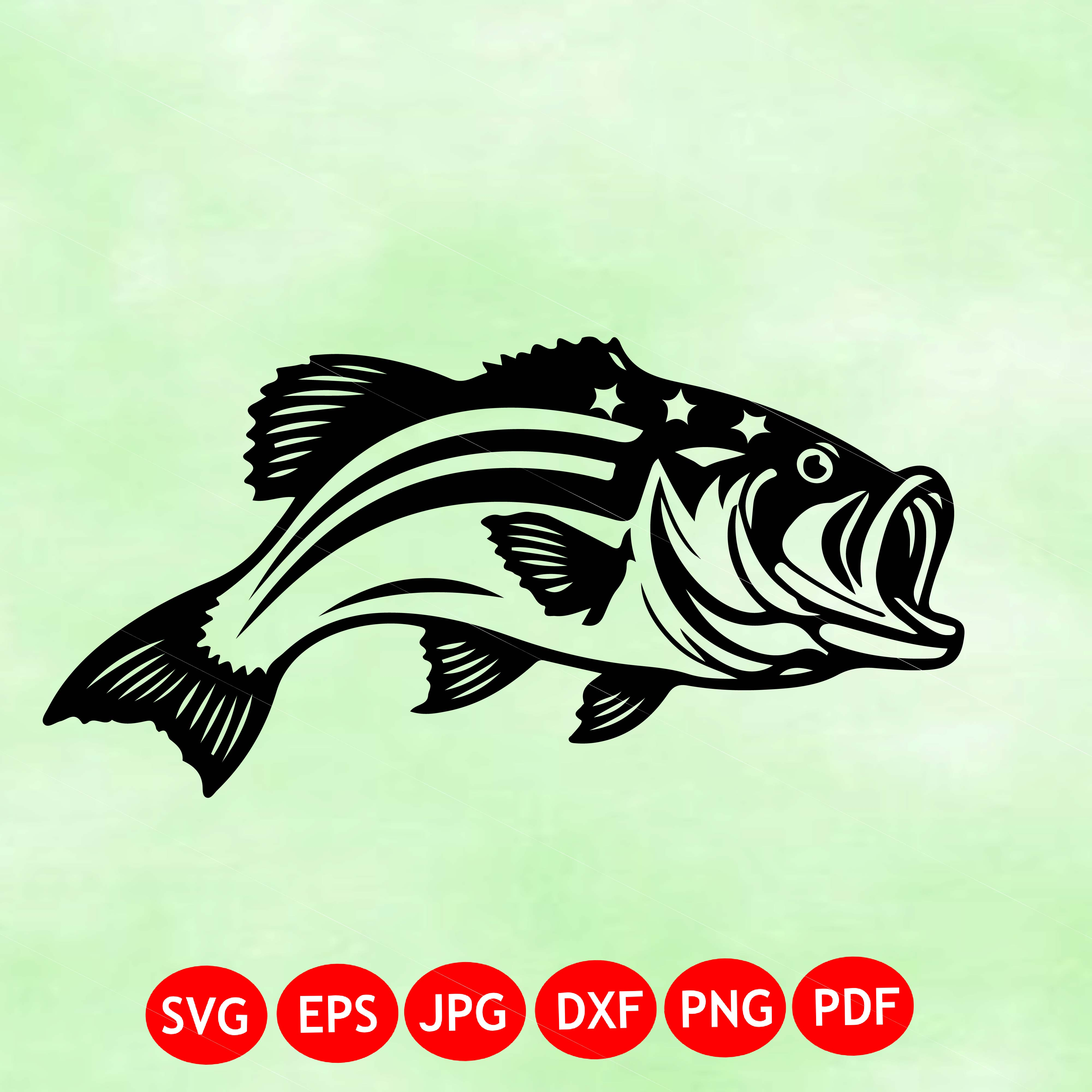 American Bass Fish SVG | Fishing Fish Clipart | Bass Fishing SVG | Angler Decal | Cricut Cut File PNG | Fishing Shirt SVG