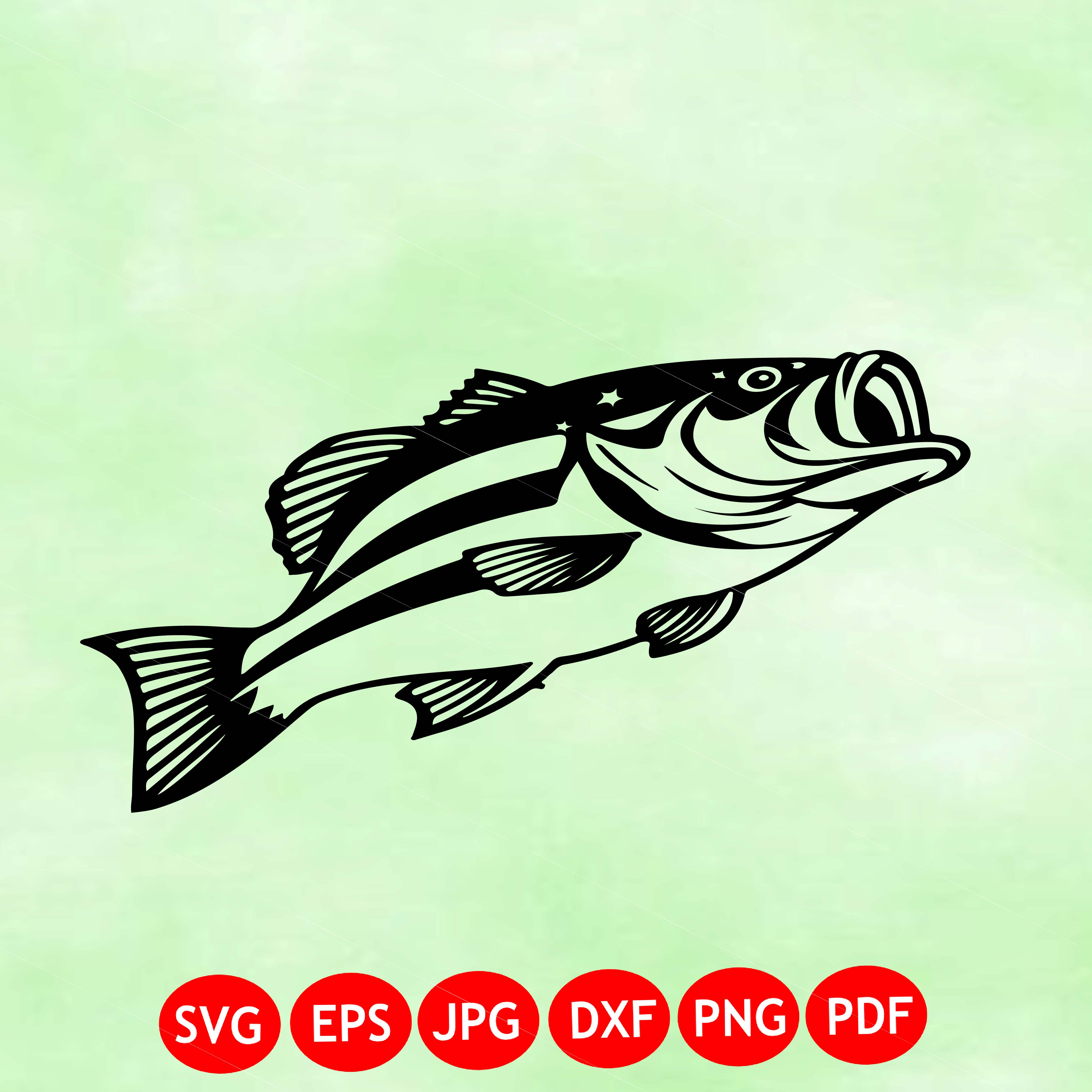 Bass Fishing SVG | American Fish Clipart | Fishing Decal SVG | Cricut Cut File PNG | Outdoor Shirt SVG