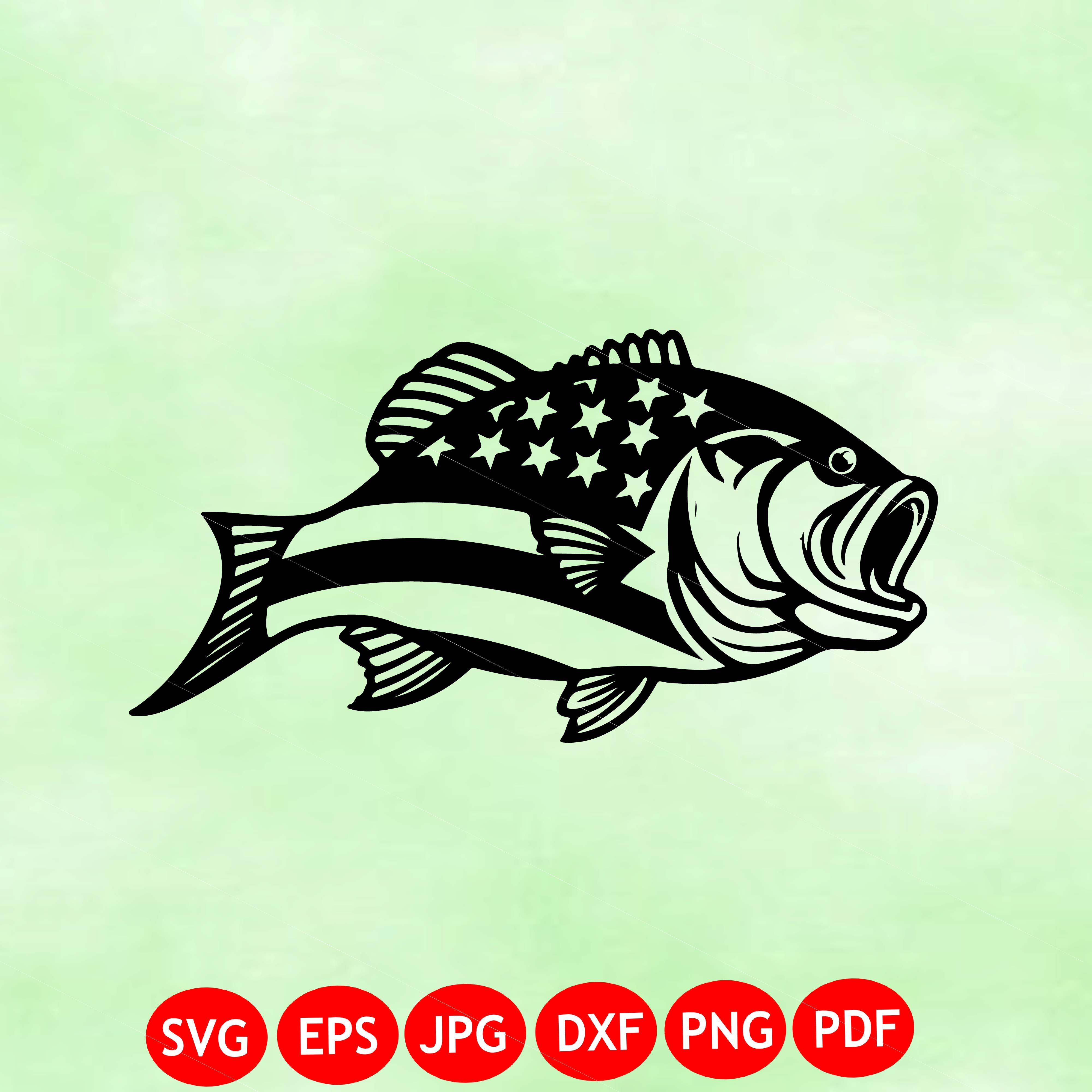Patriotic Bass Fish SVG | USA Fishing SVG | American Fish Cl | Cricut Cut File PNG | Fisherman Shirt SVG