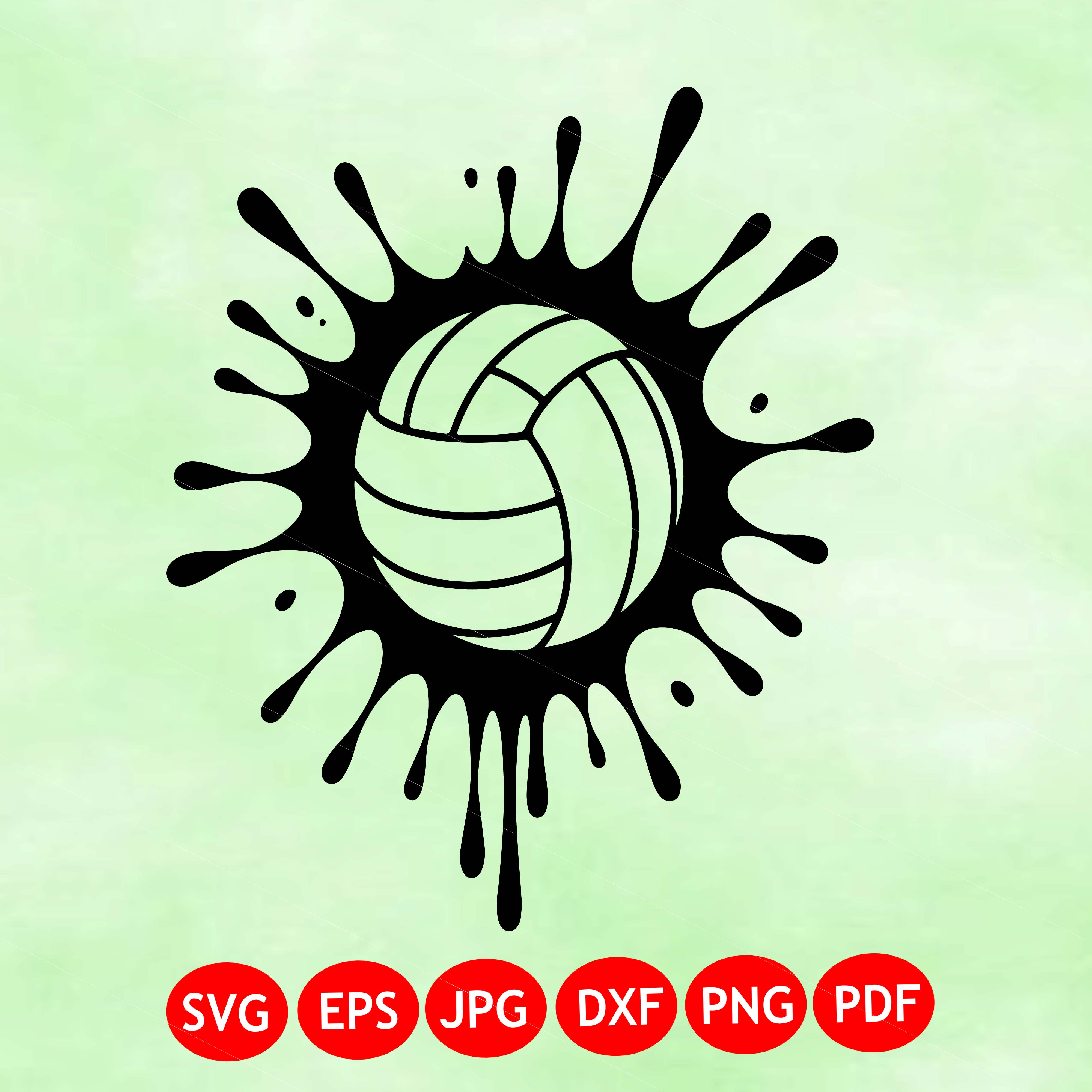 Volleyball ball splat ink. Svg Png Eps Dxf Cut files.