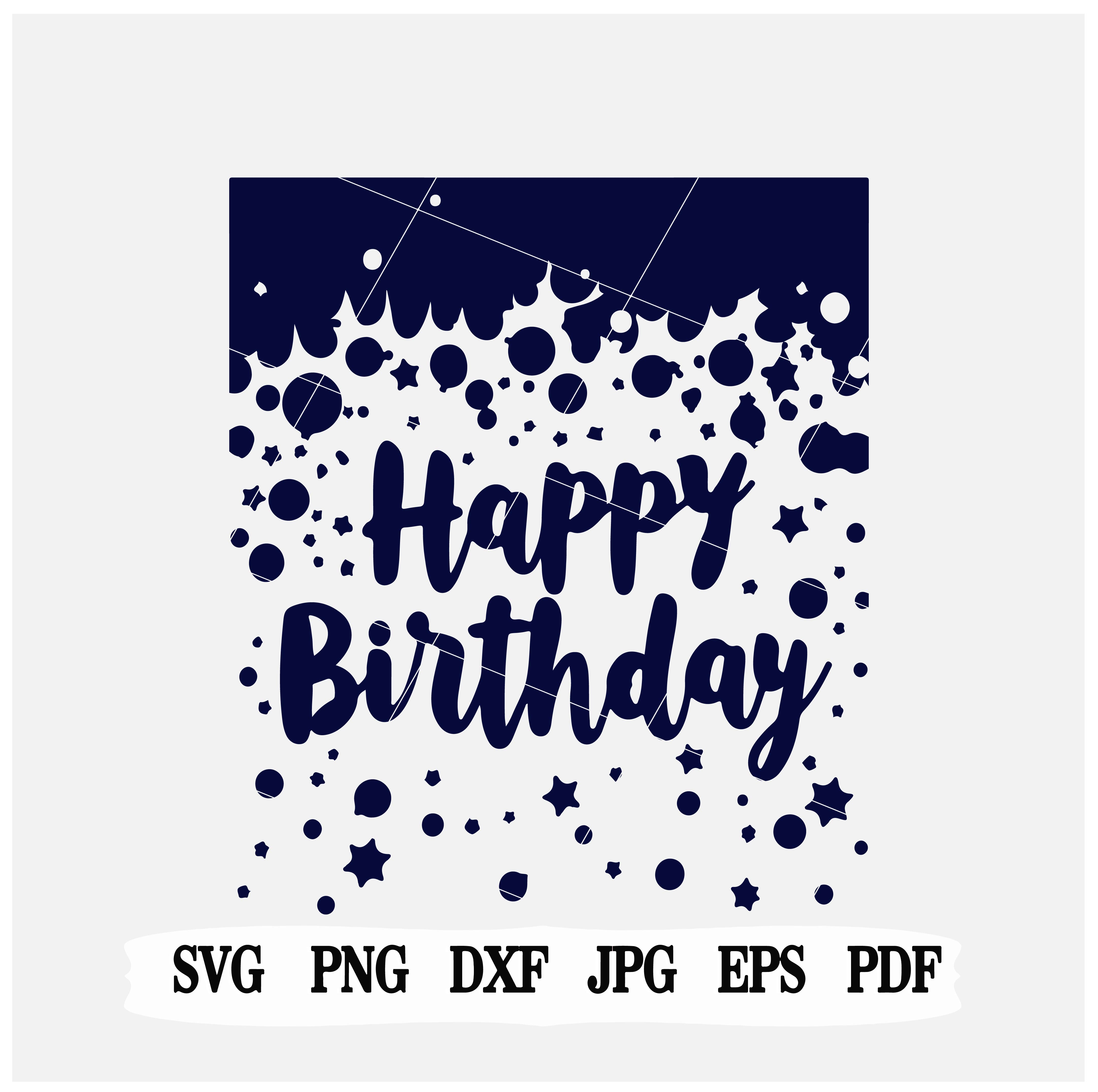 Happy Birthday Script Swirls Design – SVG, Cricut, Vinyl (Digital Download)