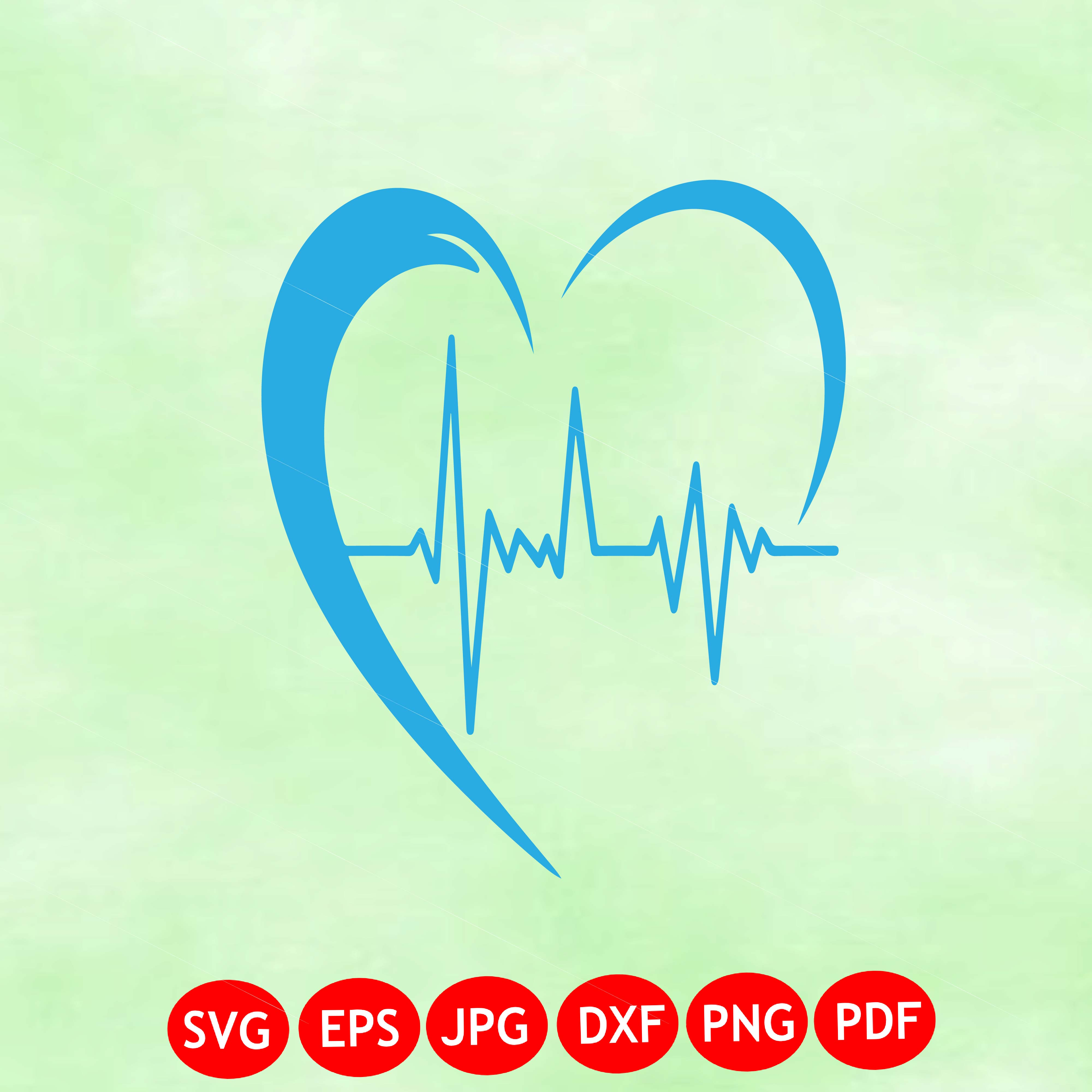 Heartbeat SVG: Heart with EKG Line Art (Digital Download)