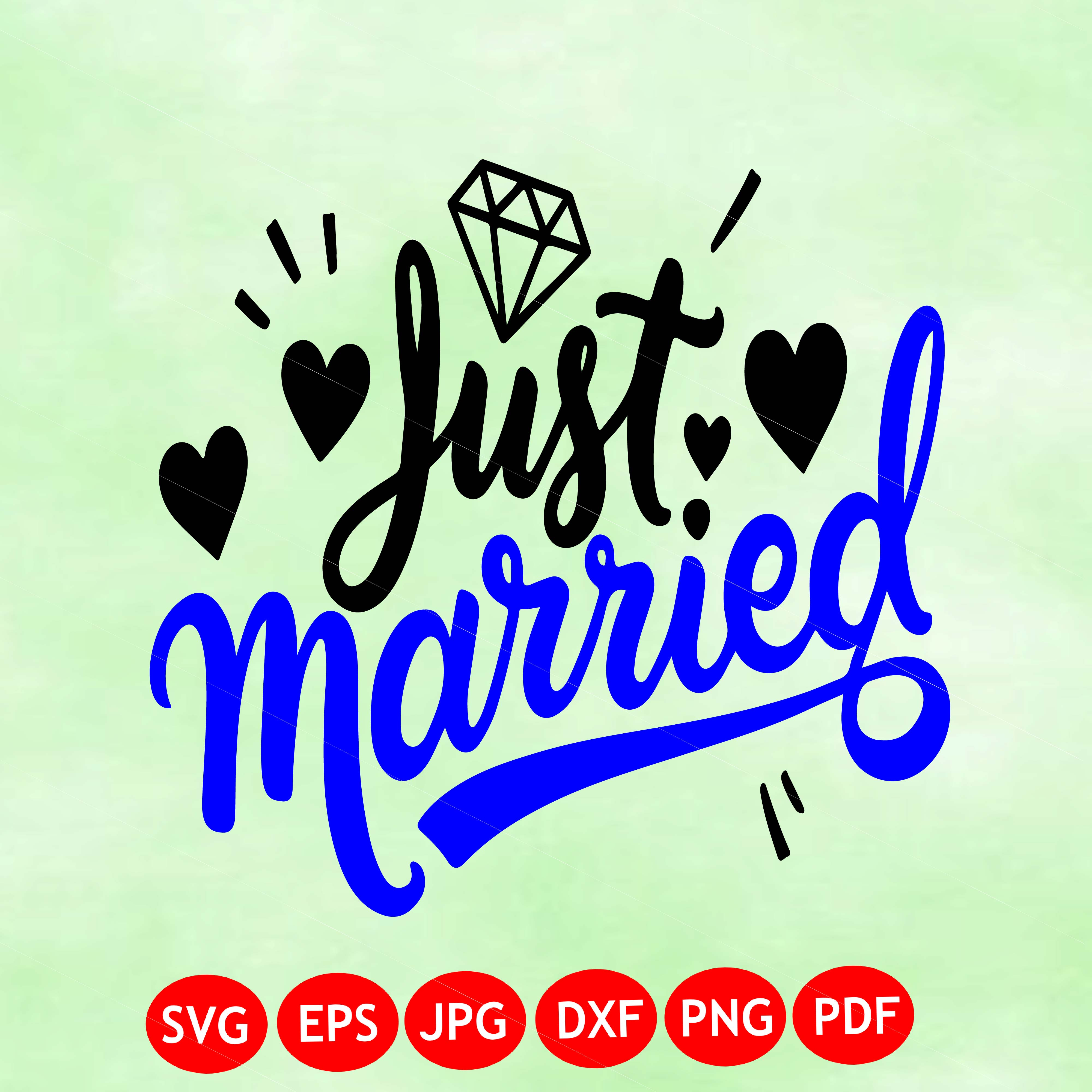Just Married SVG: Bride and Groom Cut File (Commercial Use)