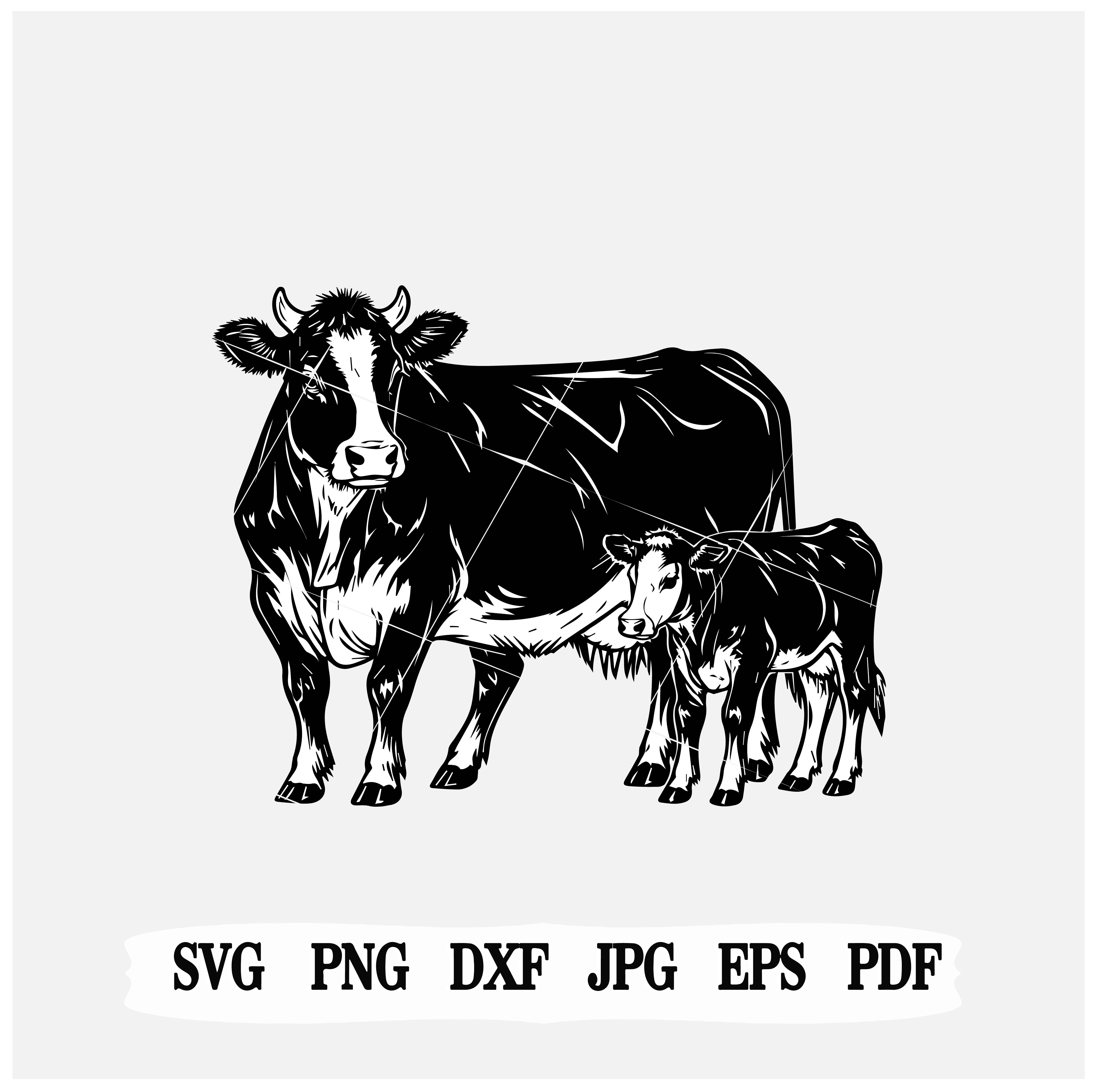 Mom and Baby Cow| SVG| PNG| JPG |Cricut Silhouette| Instant Download.
