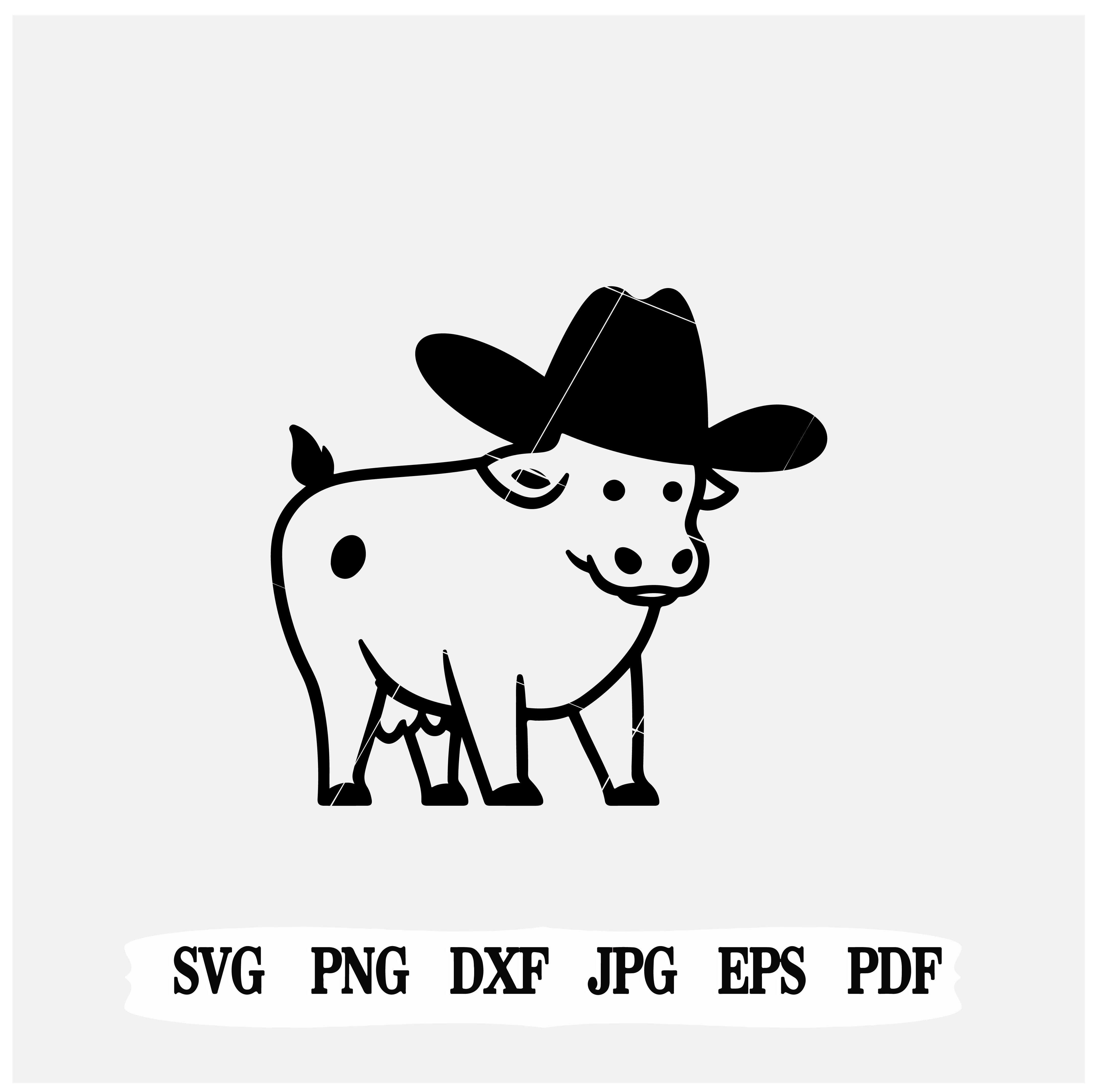 Rodeo Cow SVG| PNG| Instant Download| Cartoon Cowboy| Cow Cricut File.