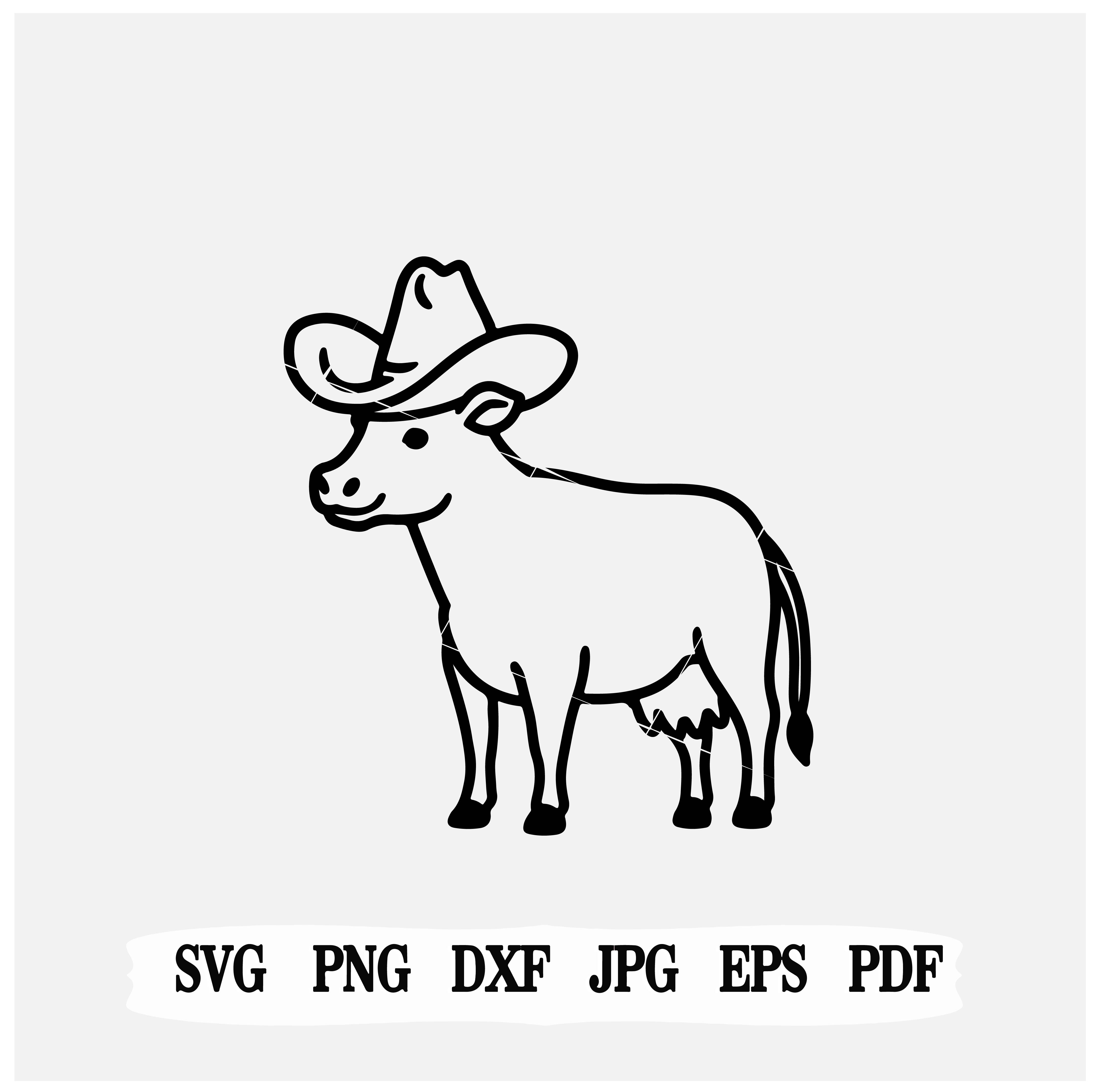 Country Cow SVG| PNG| JPG| Cowboy Hat Cow| Instant Download Cricut