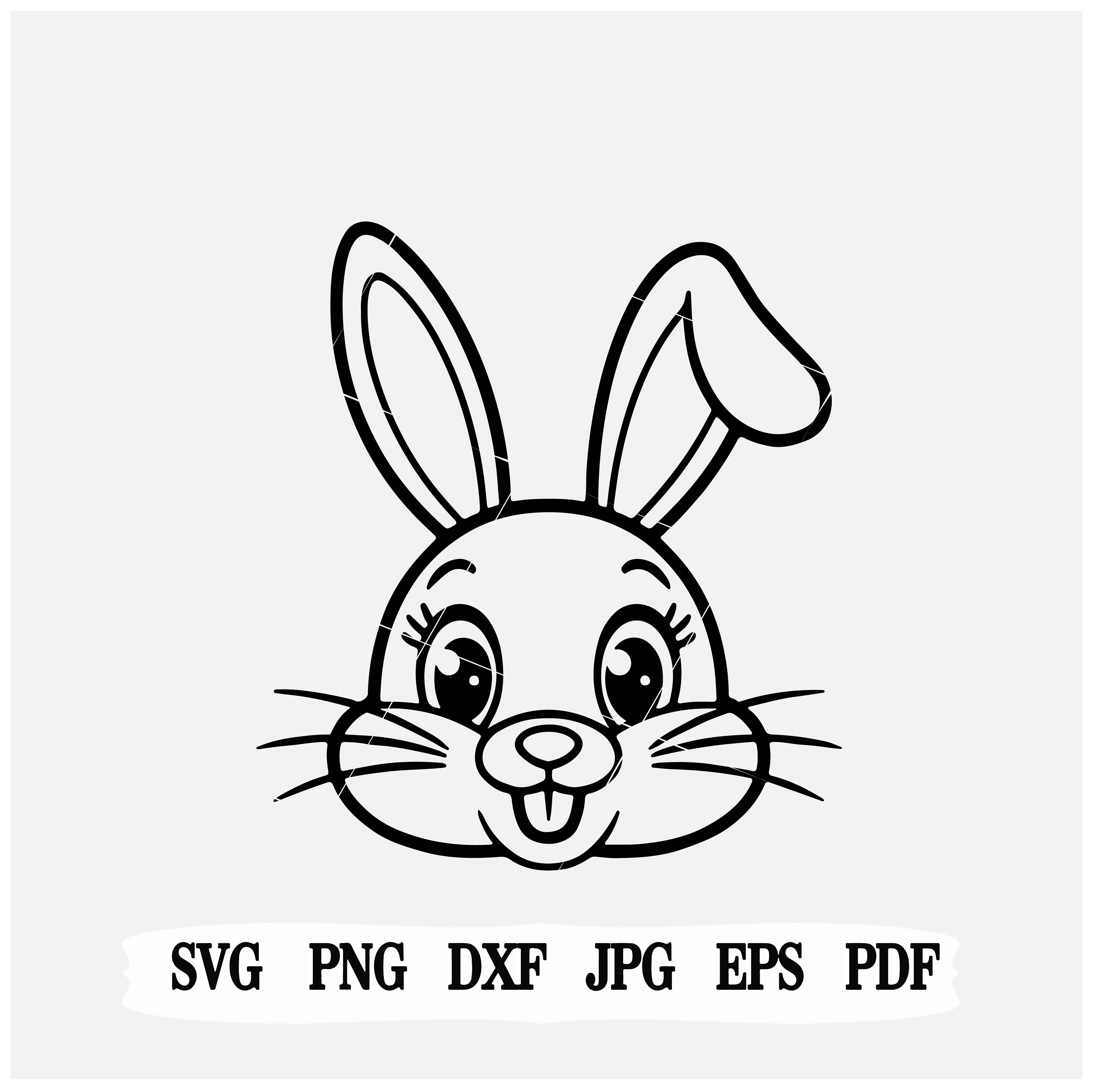 Adorable Bunny Rabbit Face| SVG |PNG| DXF| EPS| Vector Clipart