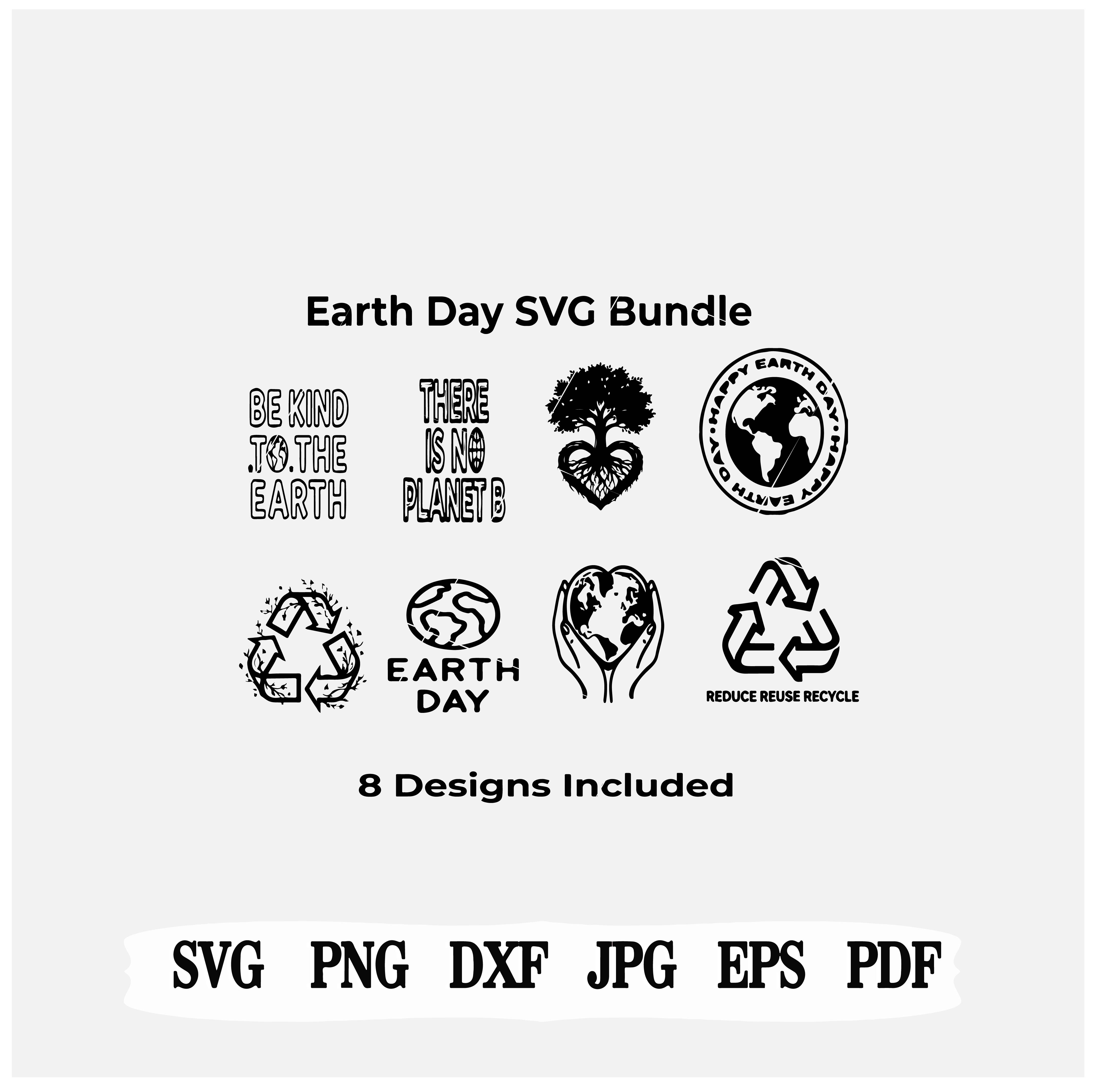 Earthday design bundle, svg, jpg, eps, dxf and png scalable files.