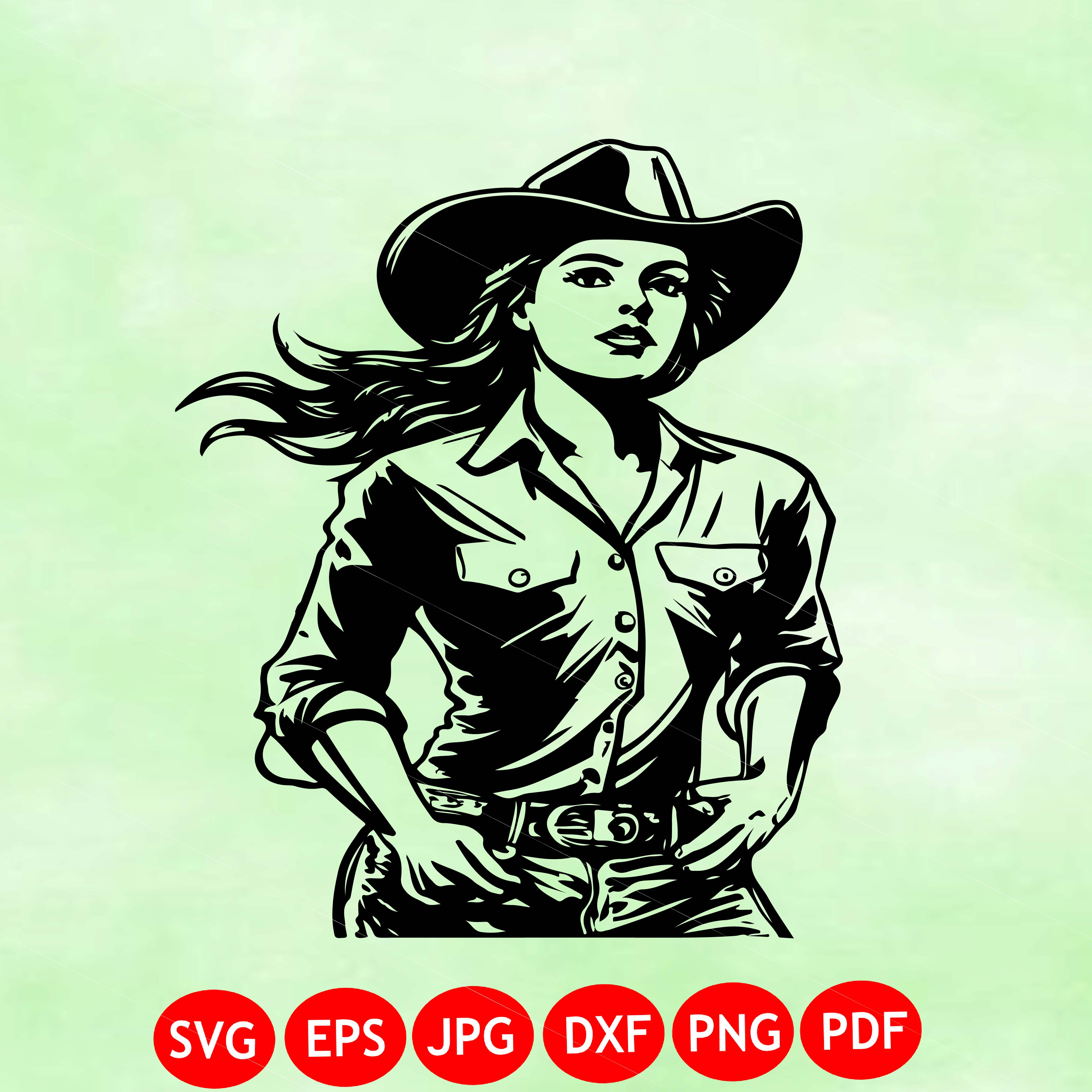 Western Cowgirl Silhouette SVG