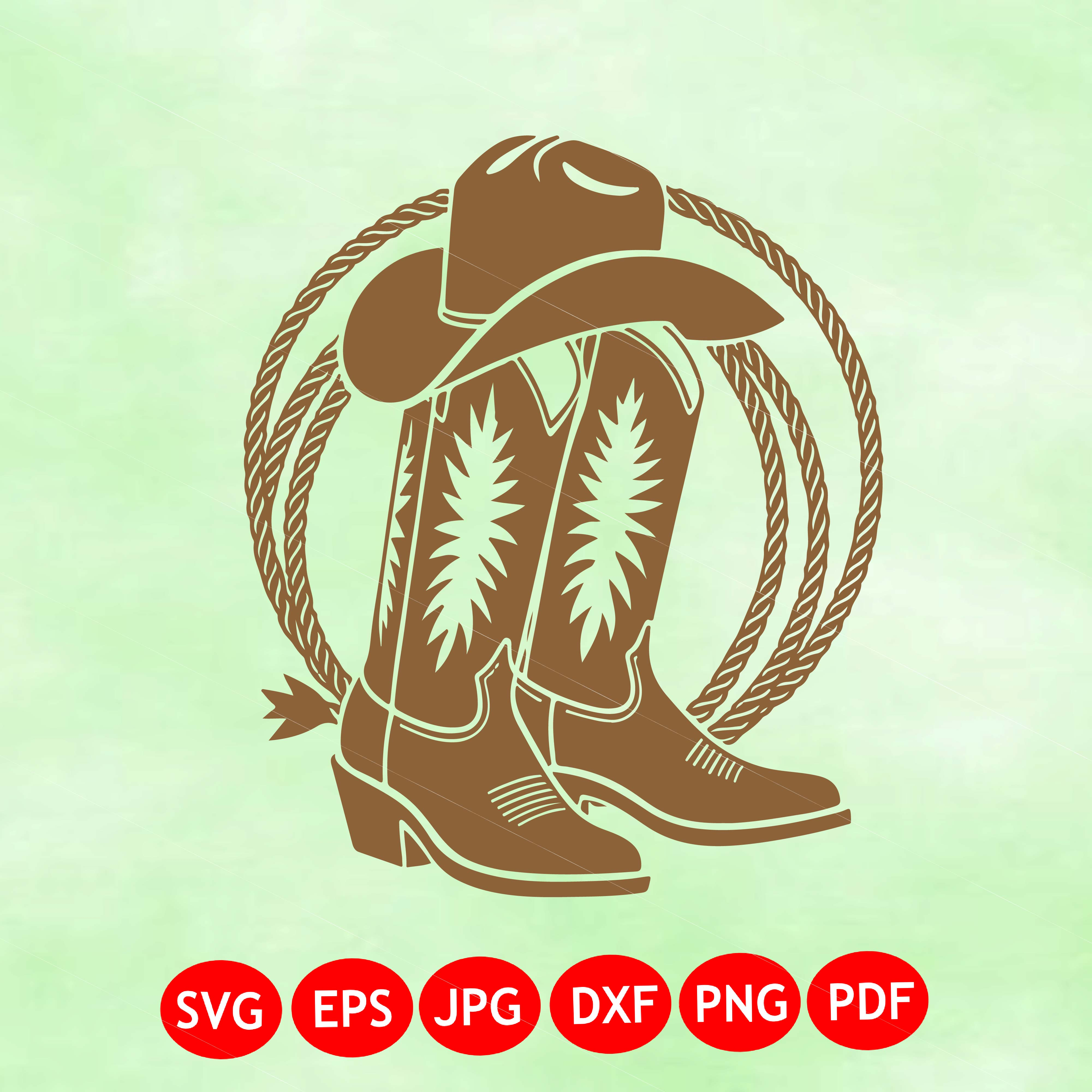 Cowboy Boots Hat Rope SVG