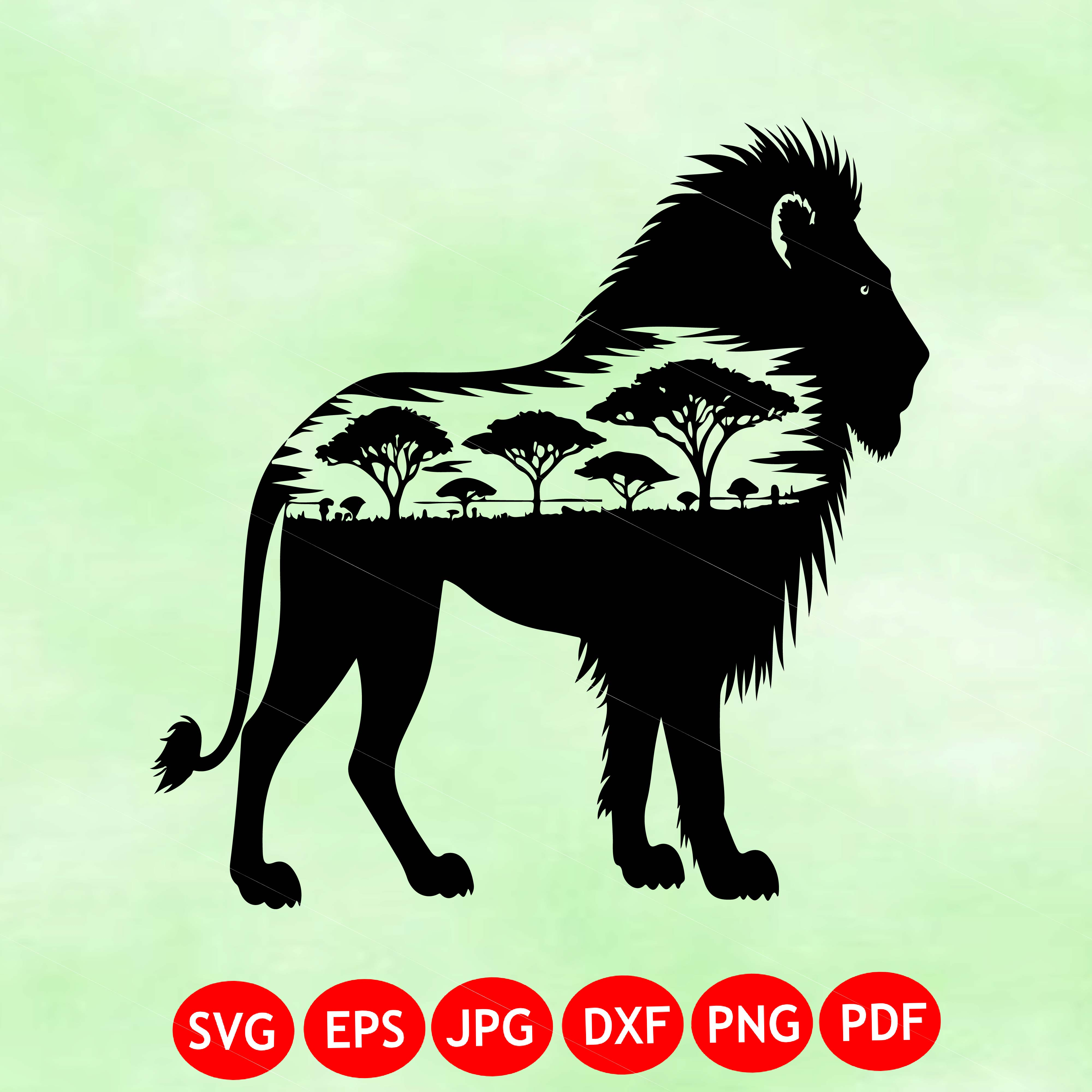 Lion Double Exposure SVG