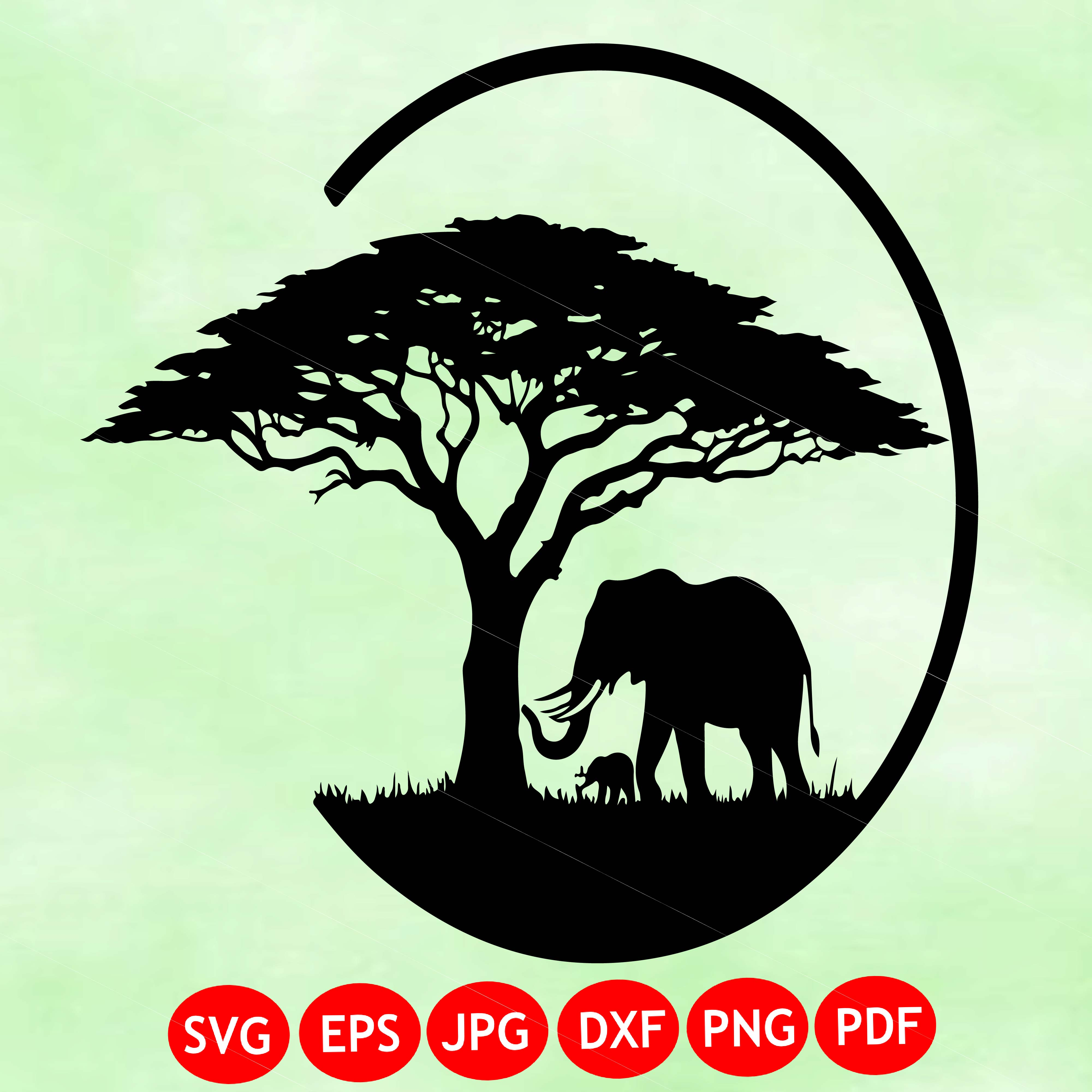 Elephant Acacia Tree SVG