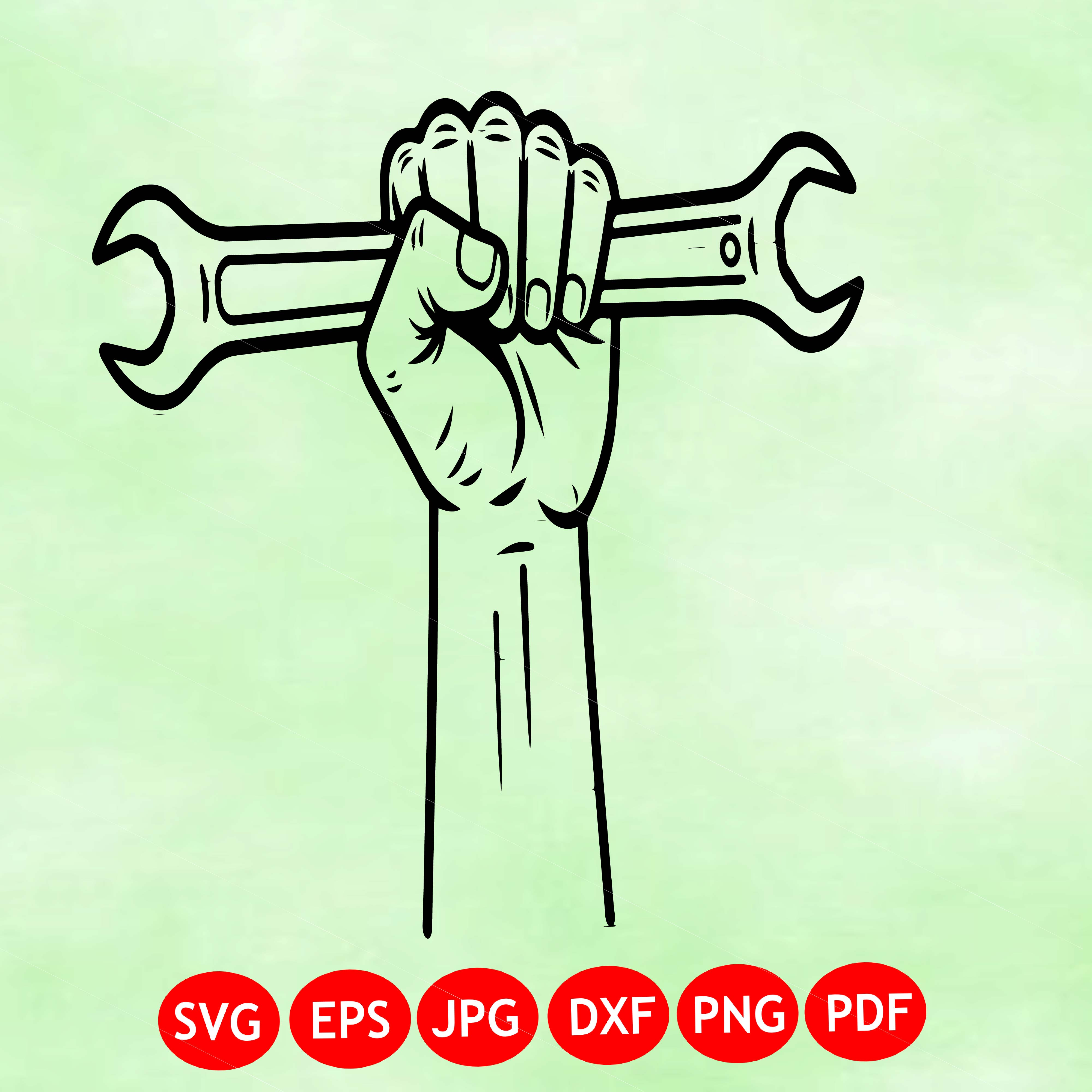 Mechanic Hand Holding Wrench SVG