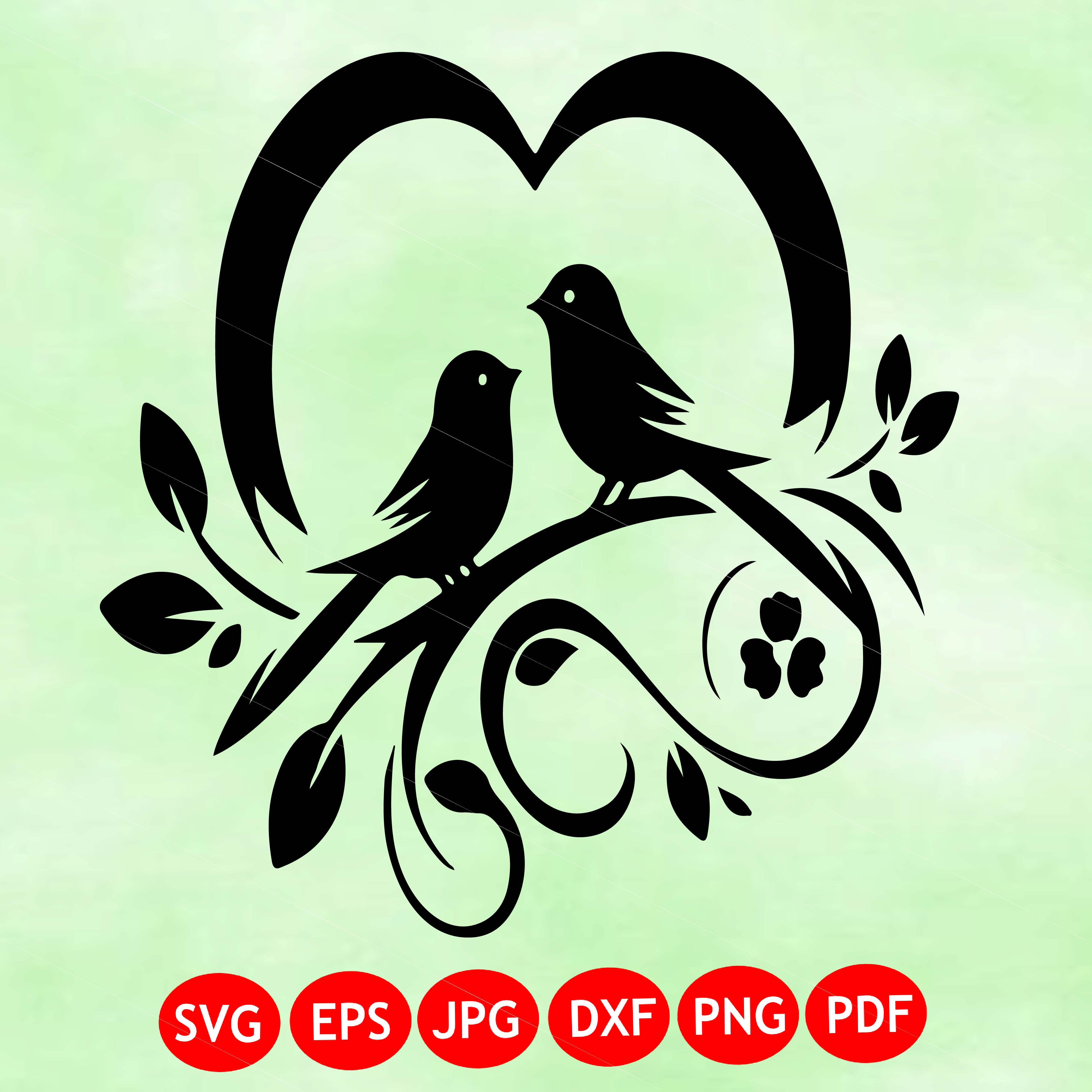 Love Birds Heart SVG
