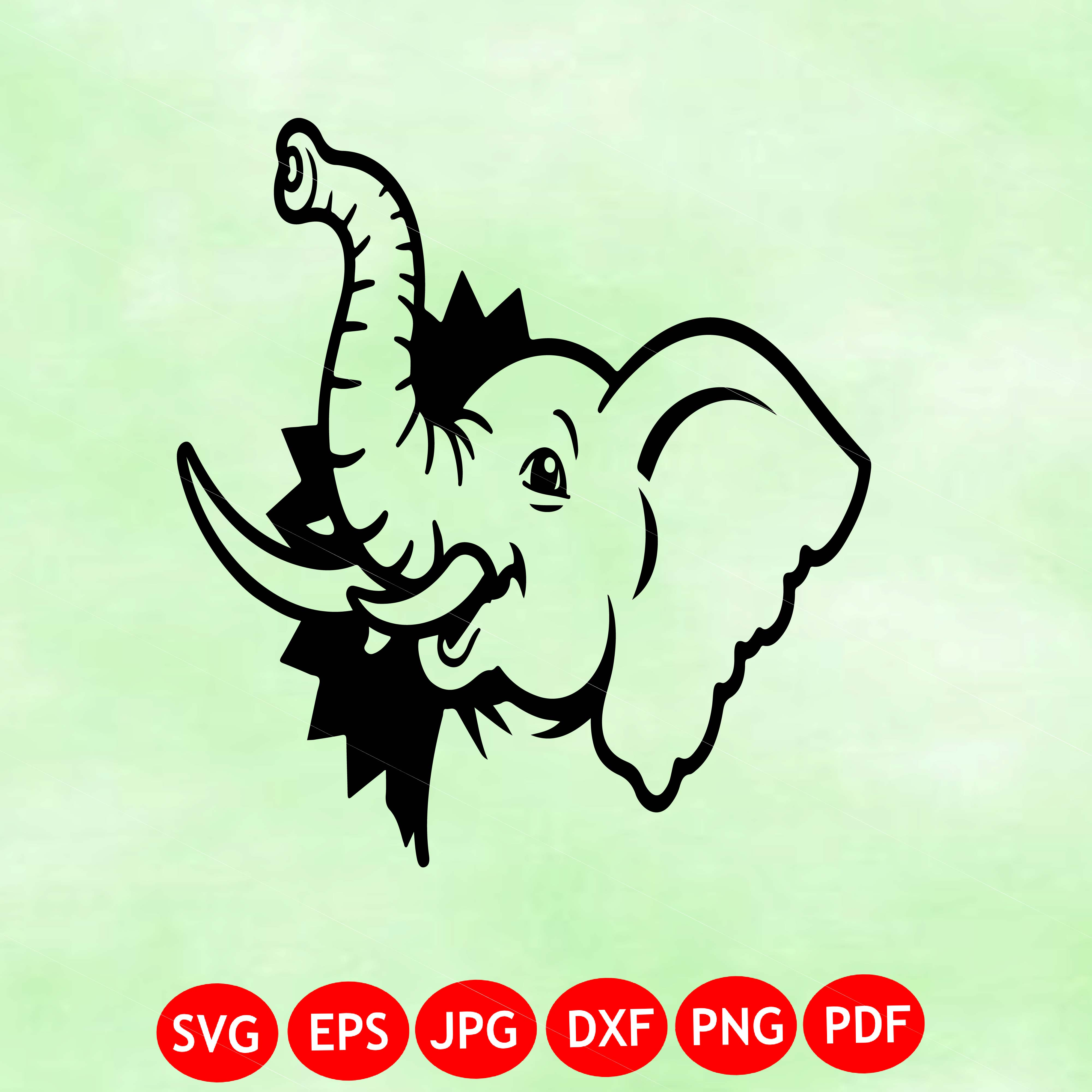 Elephant Mascot Head SVG