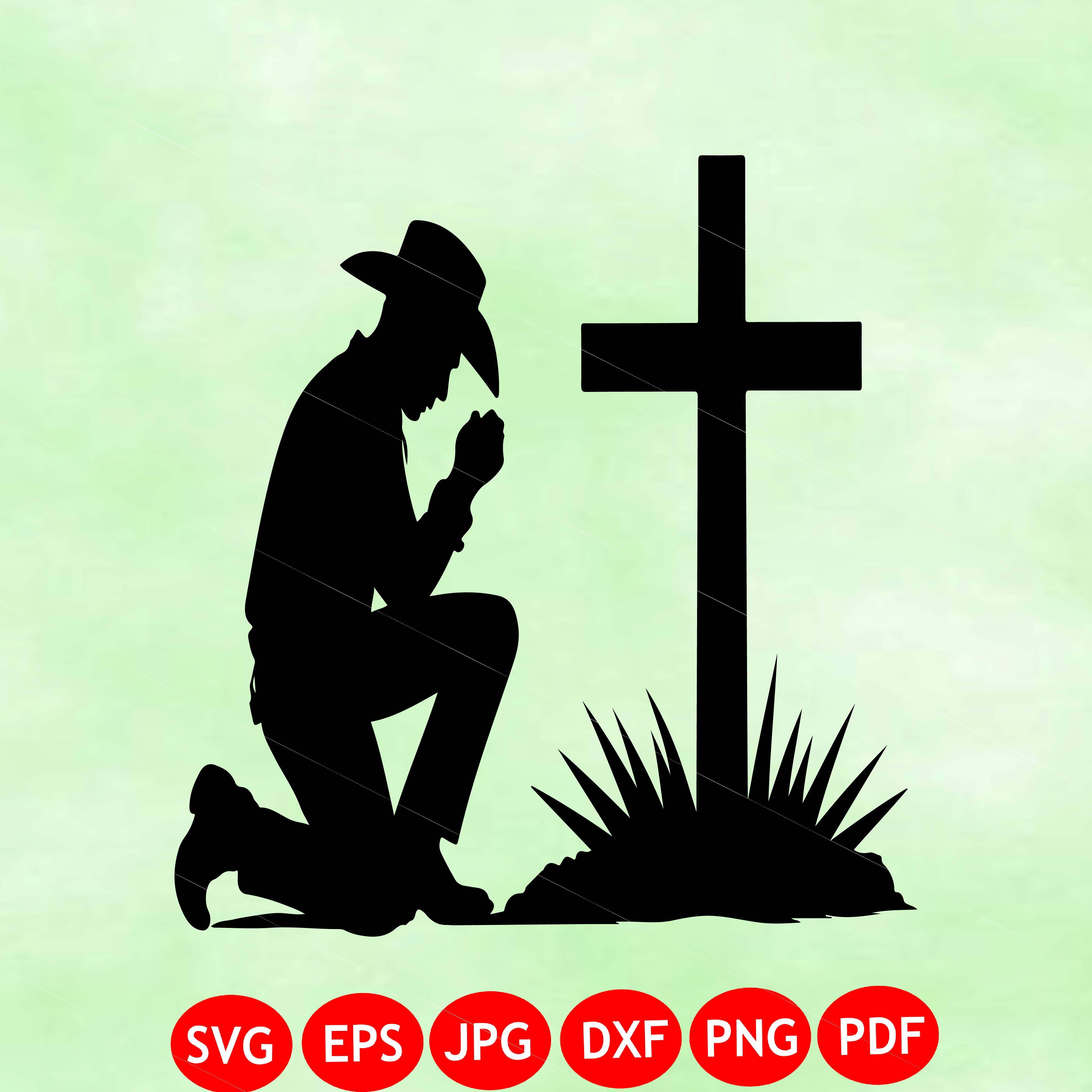 Praying Cowboy SVG | Christian Western Cross Vector